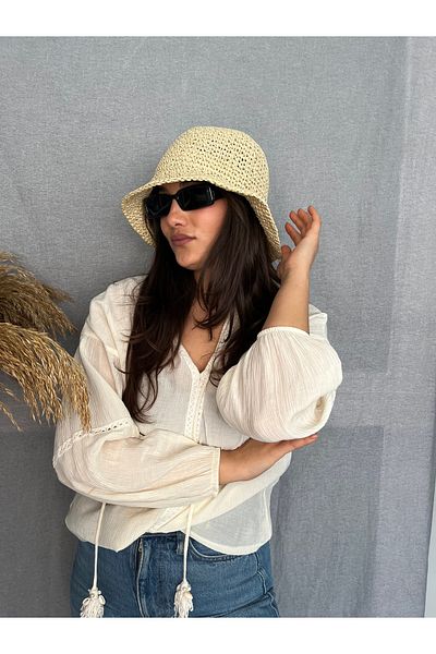 laviyonsa Straw Knitted Summer Bucket Hat