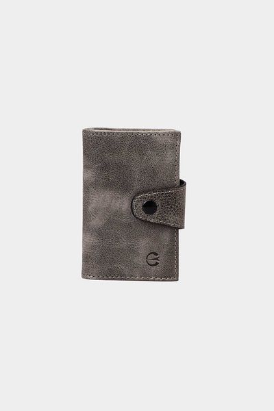 Grande 827 Model - Crazy Gray Accordion Card Holder, Genuine Leather and Snap Wallet