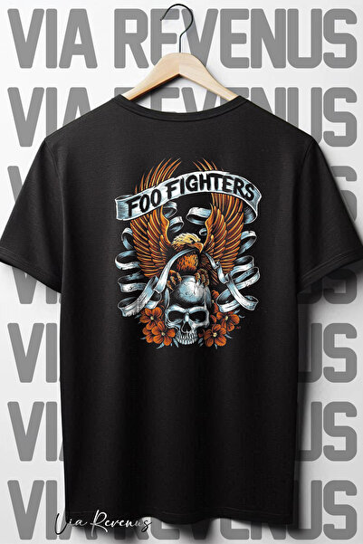 Vordevia FOO Fighters Crna Oversize kroj T-shirt - okrugla kragna, Leđa Štampano