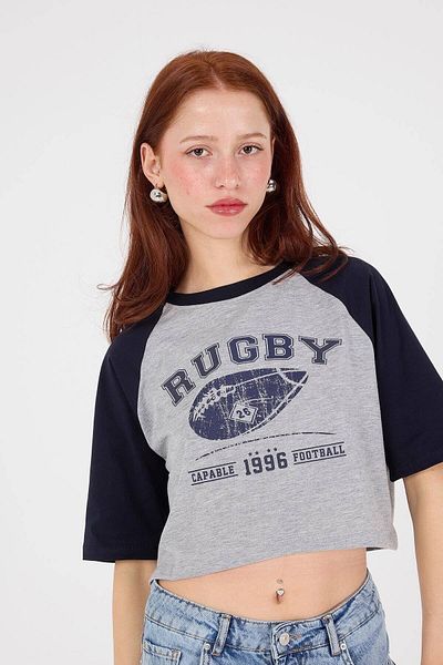 Addax Rugby-T-Shirt mit Rundhalsausschnitt, bedruckt, P10114-u12