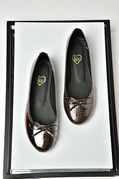 Fox Shoes S726056307 Balerini de damă cu imprimeu șarpe platină