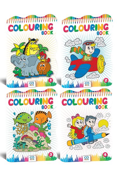 CA Games 4-Piece Coloring Book for Kids - 19x26cm Cardboard Cover, 16 Sheets, 32 Picture Coloring Books