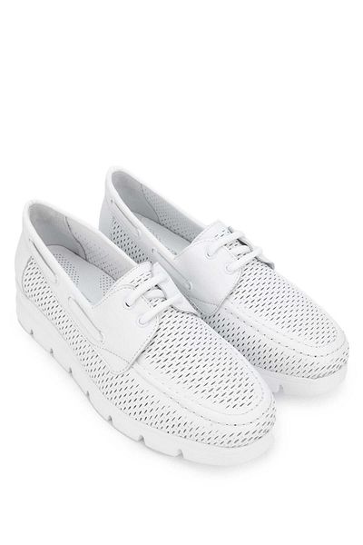 Tamer Tanca White Casual Women's Leather Straw Shoes