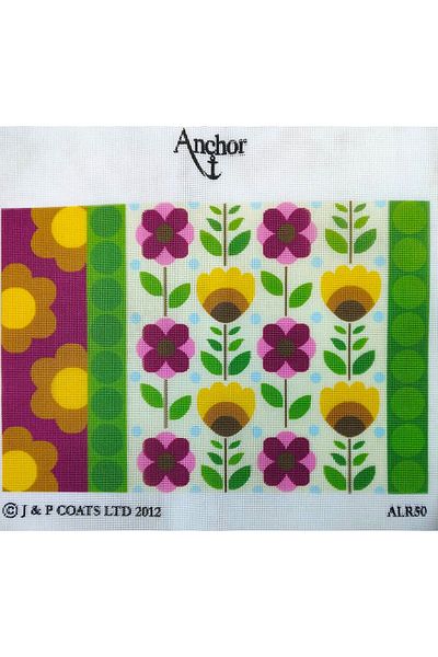 Anchor 45x30 cm Floral Patterned Printed Tapestry - Embroidered Threads Included ALR50