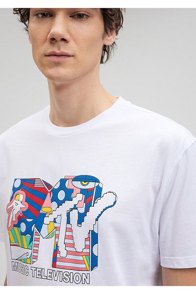 Mavi MTV εμπριμέ λευκό T-shirt - ΜΠΛΕ 0612045