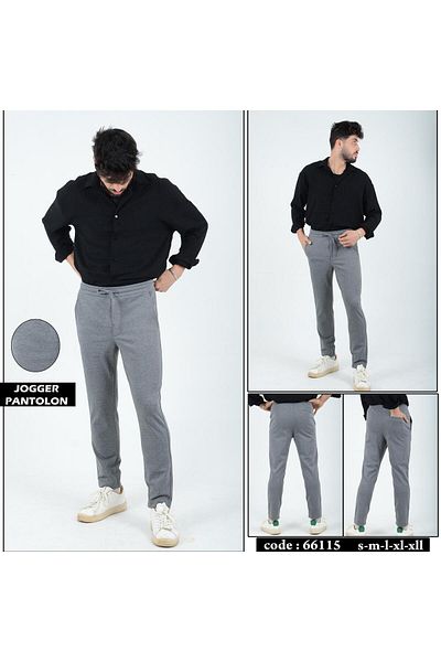 WST SPORT WEAR Ευέλικτο ανδρικό παντελόνι με κορδόνια Lycra Silimfit - Ελαστική μέση