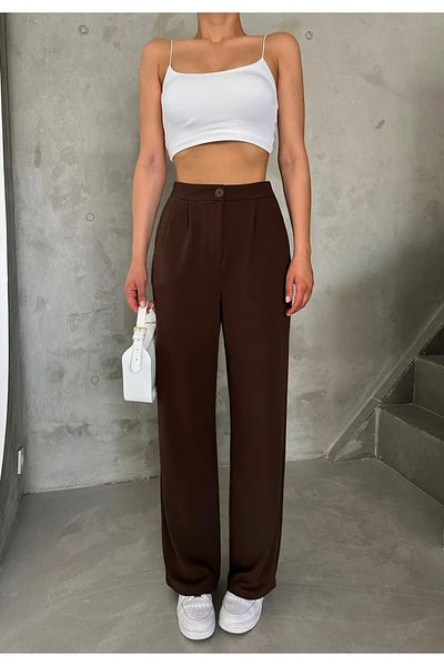 My Blog Braune Palazzo-Hose mit doppelter Bügelfalte