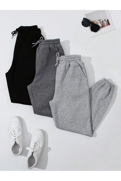 EYAX MODA Σετ παντελόνι Jogger 3 τεμαχίων Unisex Plus Size