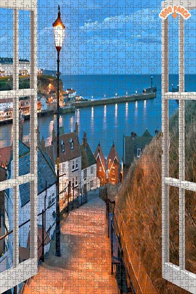 Teona Ahşap Pencereden Manzaraya Bakış Dekoratif Çift Katlı Çerçeveli Asılabi...