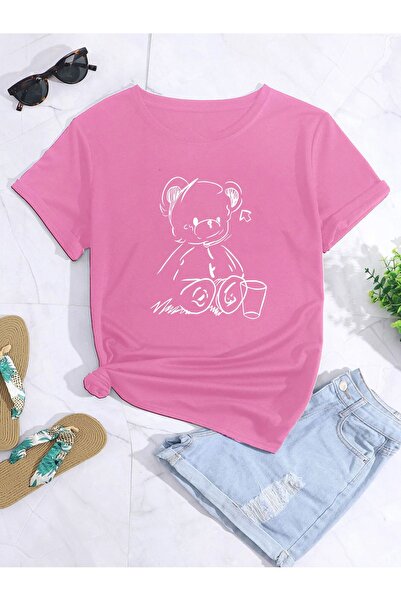 LAND MODA Μπλουζάκι Cute Bear Printed Oversize