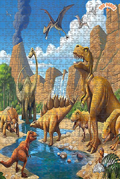 Teona Ahşap Dinozor Dekoratif Çift Katlı Çerçeveli Asılabilir Ahşap Puzzle 50...