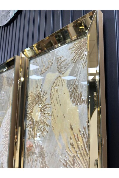 Efe Ayna YONCA-GOLD AYNA TABLO SETİ-30x70cm (30x70 x 2 adet tablo)