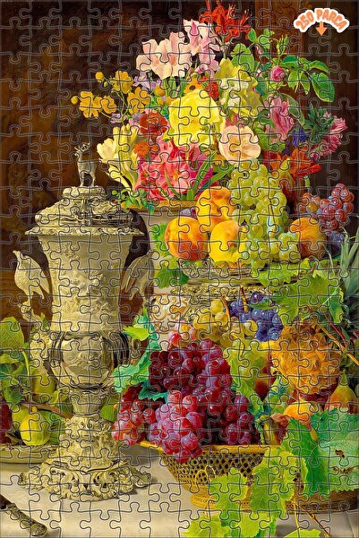 Teona Ahşap Parça Meyveli Natürmort Dekoratif Çift Katlı Çerçeveli Asılabilir...