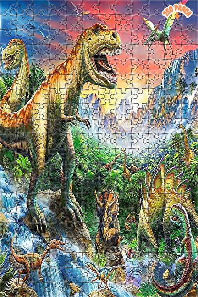 Teona Ahşap Orman Dinozor Ayı Dekoratif Çift Katlı Çerçeveli Asılabilir Ahşap Puzzle 250 PARÇA 30X30