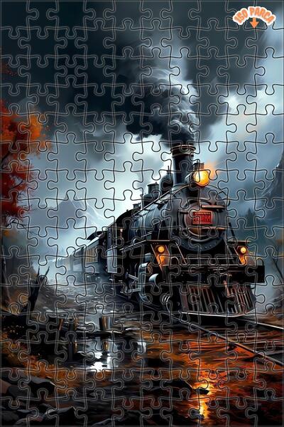 Teona Ahşap TREN YOLCULUĞU Dekoratif Çift Katlı Çerçeveli Asılabilir Ahşap Pu...