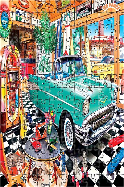 Teona Ahşap Klasik Yeşil Araba Dekoratif Çift Katlı Çerçeveli Asılabilir Ahşa...