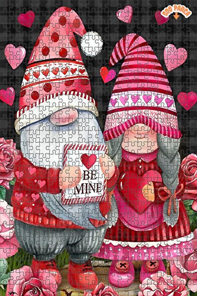 Teona Ahşap Gnome Sevgililer Günü Dekoratif Çift Katlı Çerçeveli Asılabilir A...