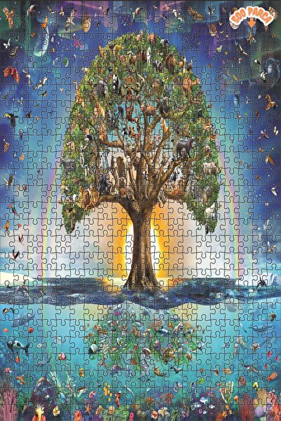 Teona Ahşap Hayat Ağacı Dekoratif Çift Katlı Çerçeveli Asılabilir Ahşap Puzzl...