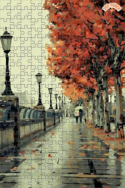 Teona Ahşap Romantik Aşk Sonbahar Dekoratif Çift Katlı Çerçeveli Asılabilir A...