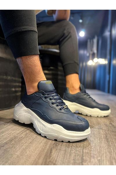 Joy Man Pantofi casual pentru bărbați - J-N75 BT bleumarin, talpă ortopedică, pantofi sport cu șireturi