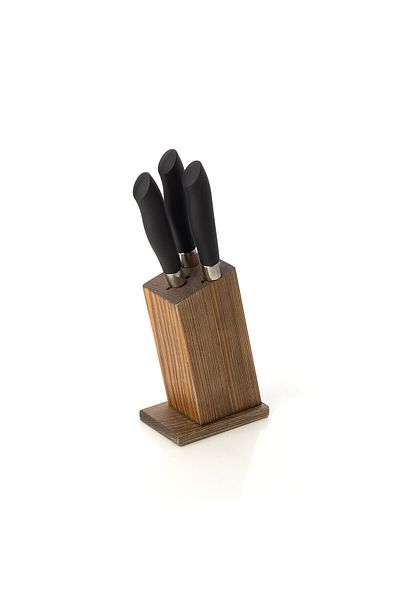 CVS DN 30014 - 4pcs Wooden Stand Wedge Knife Set