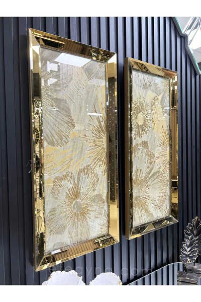 Efe Ayna YONCA-GOLD AYNA TABLO SETİ-30x70cm (30x70 x 2 adet tablo)