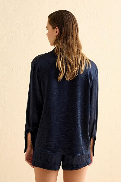 AQUELLA Lowell Dark Blue Satin Set