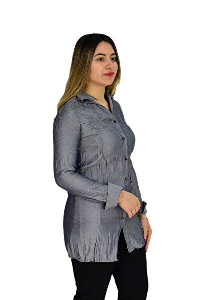 BAGLAN AKR-1323 Модель Сіра вишита жіноча туніка
