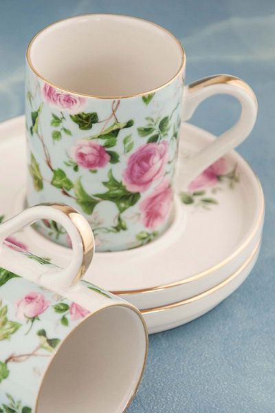 Bursa Porselen Dekor Blue Ivy Gold - Coffee Cup Set for 2 People