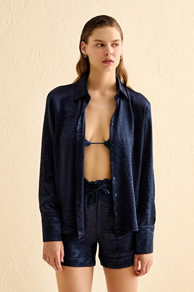 AQUELLA Lowell Dark Blue Satin Set