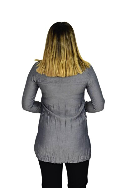 BAGLAN AKR-1323 Модель Сіра вишита жіноча туніка