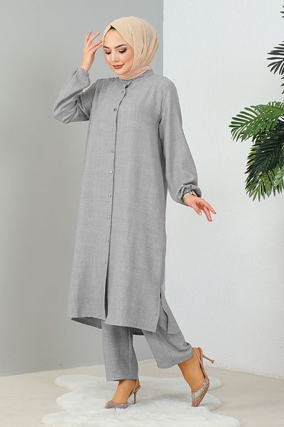 MODAQU Gray Judge Collar Tunic and Trousers Set
