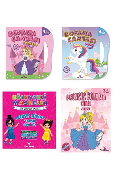 yeti kitap 3 -5 Yaş Kız Çocuk Boyama ve Etkinlik Seti 4 Kitap