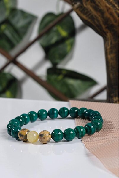 Ssilhoutte Doğaltaş Sertifikalı Malahit Erkek Kadın Doğal Taş Bileklik Sitrin Taşı Jasper Hediye Bileklik Malakit