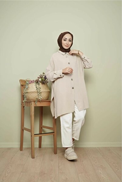 MODAALFABE Tesettür Ayrobin Gömlek Büyük Beden