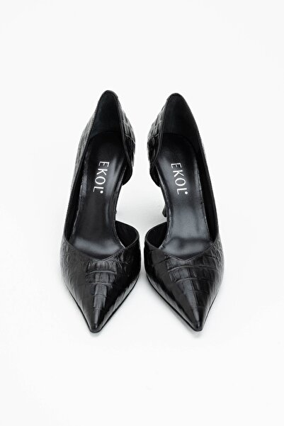 Ekol Desenli Rugan Stiletto Ayakkabı