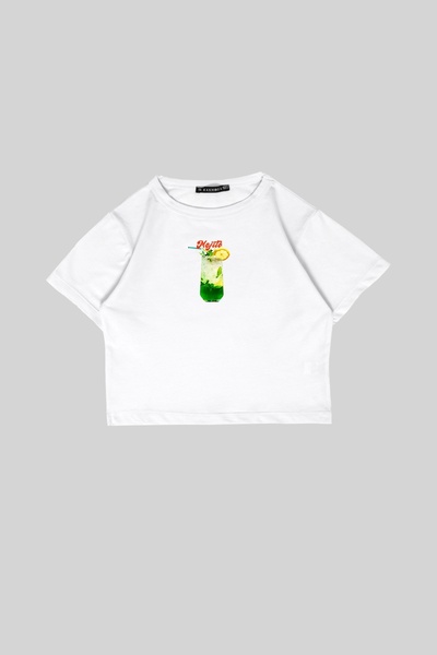 Bak Moda Білий кроп-топ з принтом «Мохіто»