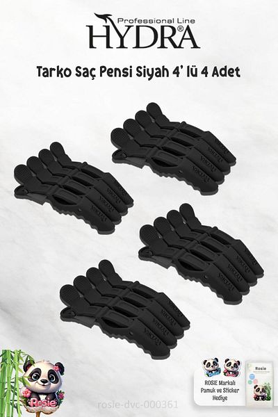 Tarko Tarko Hydra 2192 Hair Clamp - 4 Pieces, Black and Rosie Set of 4
