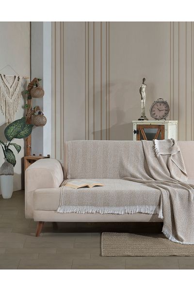 Lux Touch غطاء مقعد معنقدة من القطن مقاس 150 × 200 سم من Lily Mustard - أريكة وأريكة وسرير نهاري
