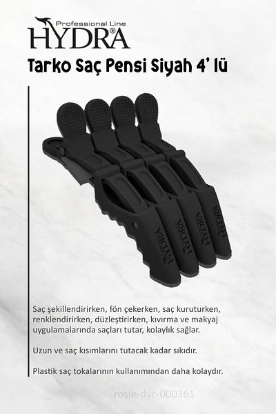 Tarko Tarko Hydra 2192 Hair Clamp - 4 Pieces, Black and Rosie Set of 4