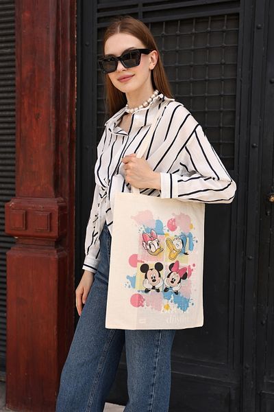 DK DAKSEL Geantă de umăr din pânză imprimată Mickey Mouse