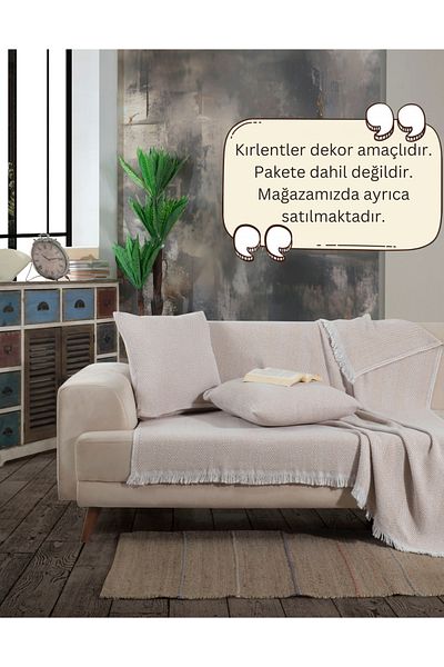 Lux Touch Lily Beige 150x200cm Βαμβακερή φουντωτή καναπές-κρεβάτι Κάλυμμα ημέρας