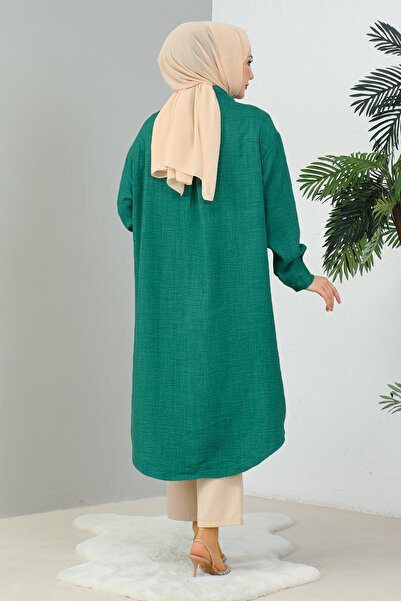 MODAQU Green Long Hijab Tunic - Double Pocket