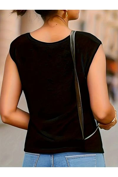 mercoledi Tricou oversize casual de damă cu decolteu în V