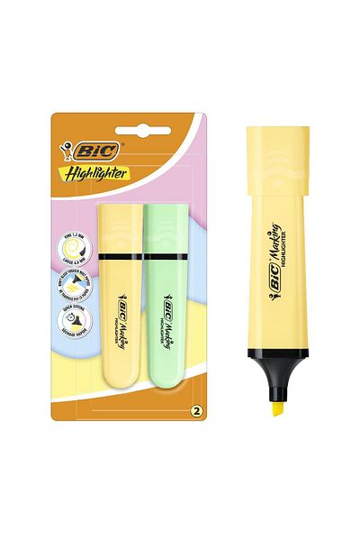 Bic Yellow-Green Pastel Highlighter - Pack of 2