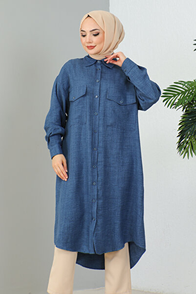 MODAQU Indigo Long Hijab Tunic - Double Pocket