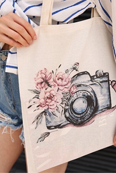 DK DAKSEL Τσάντα ώμου με μοτίβο λουλουδιών σε καμβά φωτογραφικής μηχανής