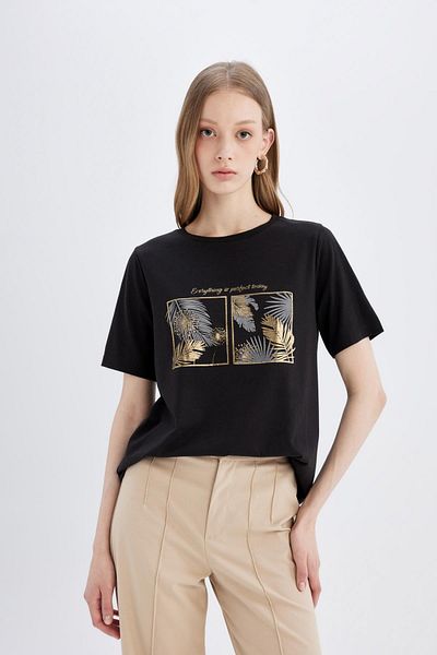 DeFacto Crew Neck Printed Short Sleeve T-Shirt C2122AX24SP