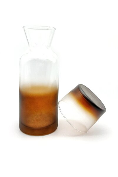 ÖzcamKristal Tek Kişilik Efektli Amber Renk Başucu Sürahisi ve Su Bardağı – Ş...