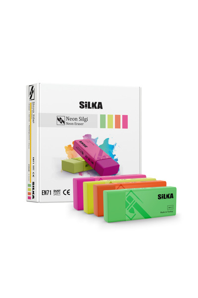 Silka Silgy Neon Eraser - 4 штук набір неонових кольорів для ескізів та малюнків